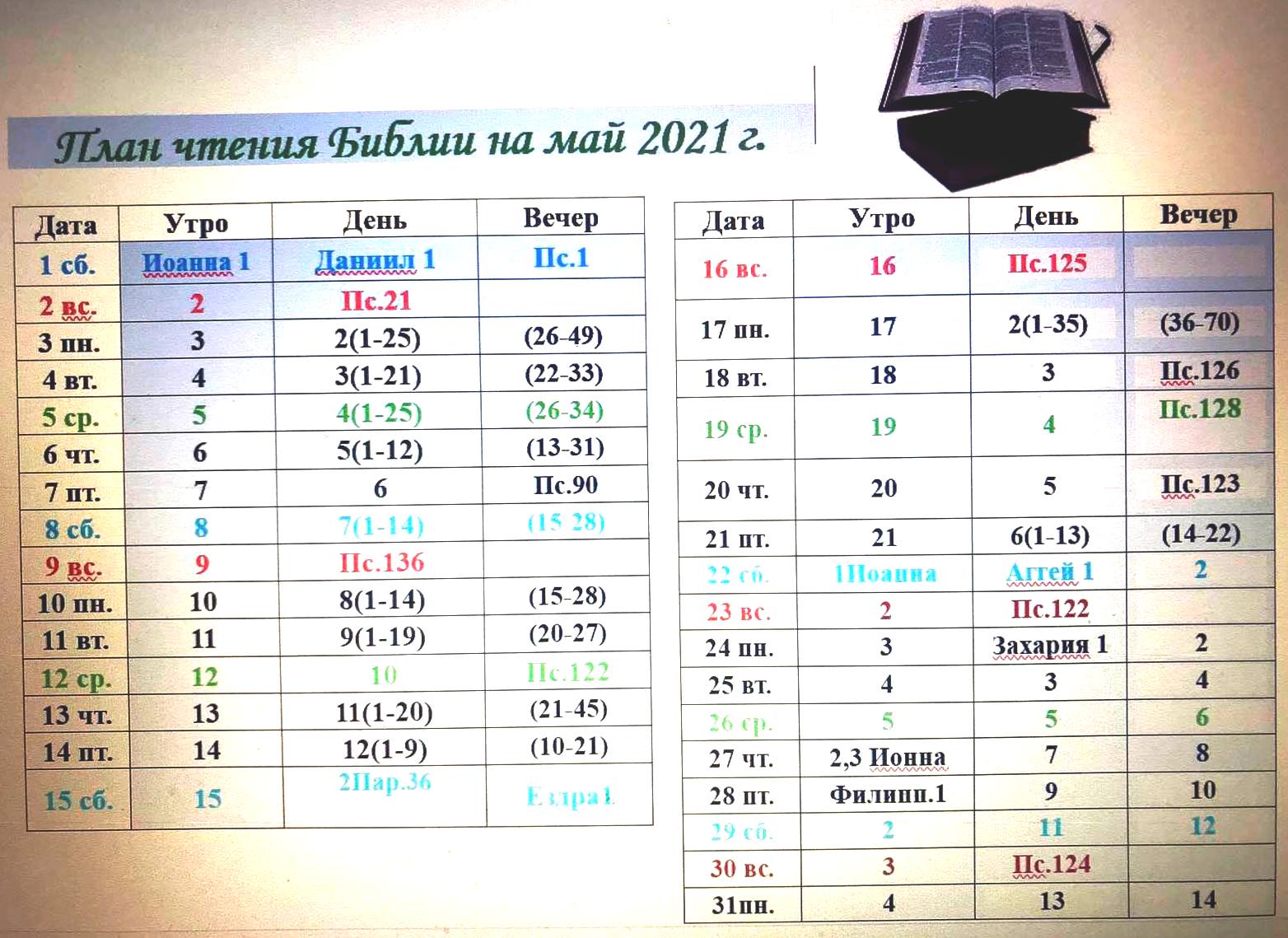 2021-05 Plan of reading the Bible
