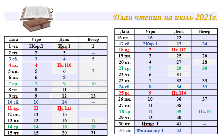 2021-07 Plan of reading the Bible